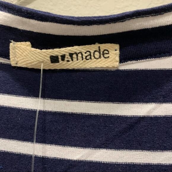 New LA Made top blouse blue and white horizontal striped. Size L - Picture 5 of 9